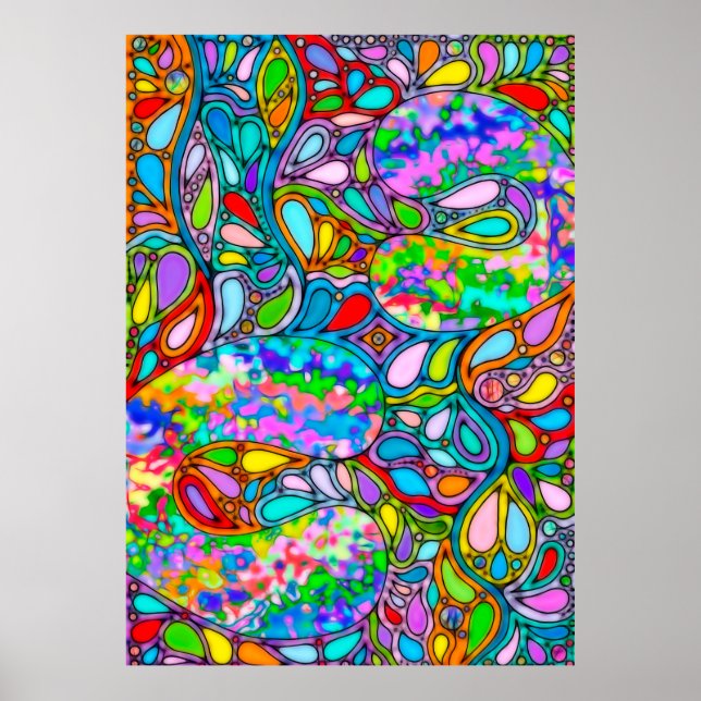 Handmålad och digitalt målad Mönster art 54 Poster (Framsidan)