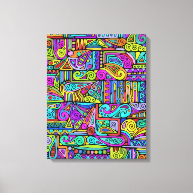 Handmålad och digitalt målad Mönster Art 5 Canvastryck (Framsida)