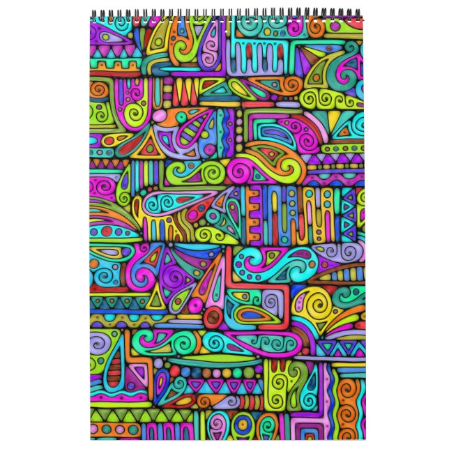 Handmålad och digitalt målad Mönster Art 5 Kalender (Omslag)