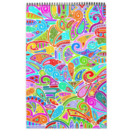 Handmålad och digitalt målad Mönster Art 7 Kalender