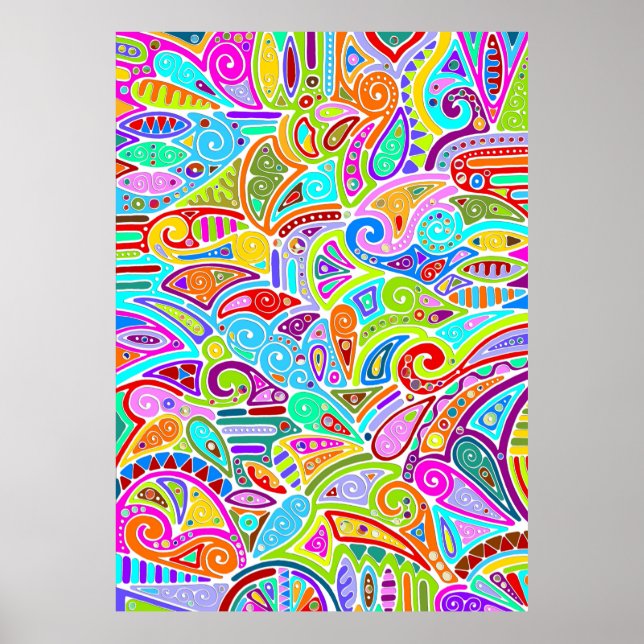 Handmålad och digitalt målad Mönster Art 7 Poster (Framsidan)