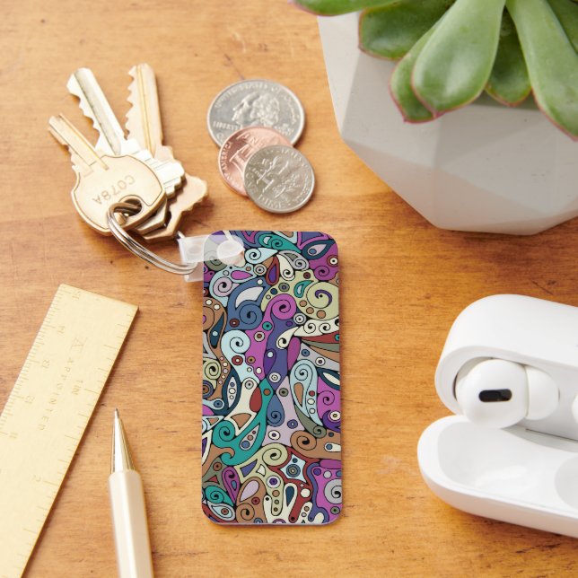 Handmålad och digitalt målad Mönster Art 8 Nyckelring (Skrivbord)