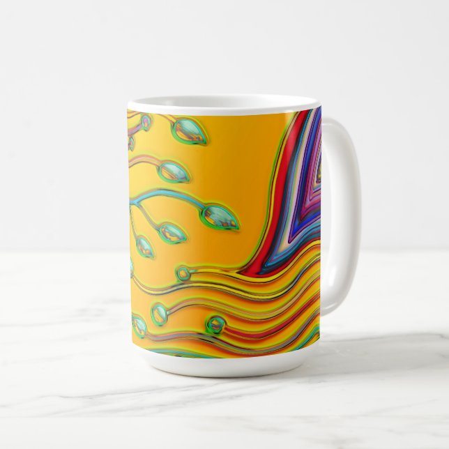 Handmålad och digitalt målad Mönster Art 9 Kaffemugg (Framsida höger)