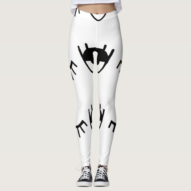 Handmålad Ögon Bläck Mönster Leggings (Framsida)