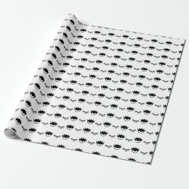 Handmålad Ögon Bläck Mönster Presentpapper (Utrullad)