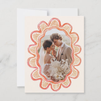 Handmålad orange, skalopad ovalfoto ram