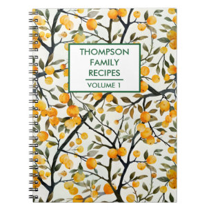 Handmålad orange träd Personlig Recipe Anteckningsbok