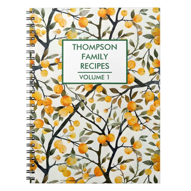 Handmålad orange träd Personlig Recipe Anteckningsbok (Framsidan)