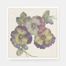 Handmålad Pansy Cocktail Napkins med Antique-G Pappersservett