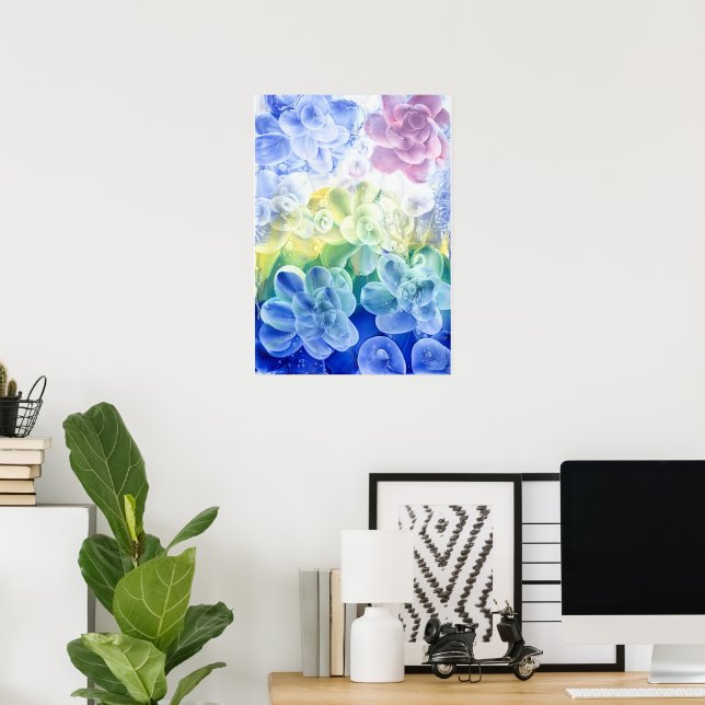 Handmålad Pastell Blommig Abstrakt i Gouache Poster (Hemmakontoret)