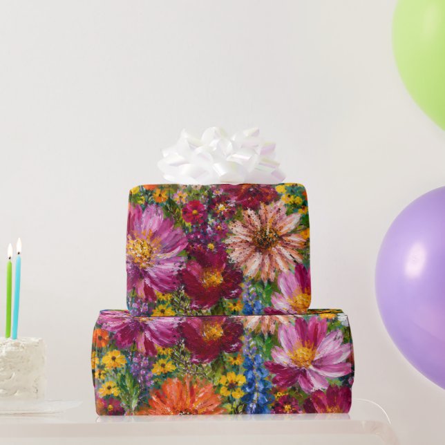 Handmålad presentförpackning med vilda blommor | F Presentpapper (Festgåvor)