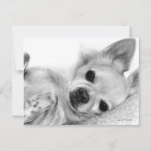 Handmålad relaxerad Chihuahua-teckning Vykort