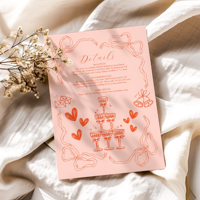 Handmålad Retro Modern Konst Bröllop Tilläggskort (Skapare uppladdad)