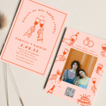 Handmålad Retro  Samtida Bröllopskonst 