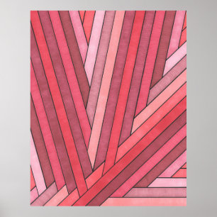 Handmålad röd geometrisk randdesign poster