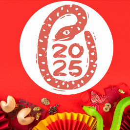 Handmålad röd orm 2025 runt klistermärke