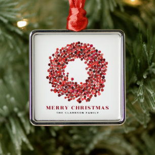 Handmålad röd Winterberry-andejul Julgransprydnad Metall