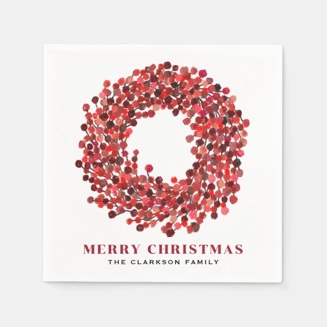 Handmålad röd Winterberry-andejul Pappersservett (Framsidan)