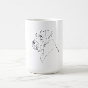 Handmålad Schnauzer Minimalistisk Hundkonst Kaffemugg
