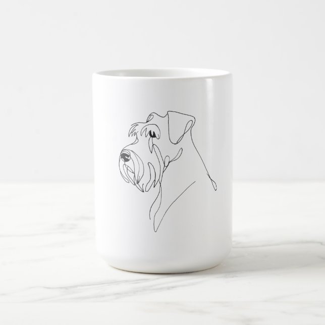 Handmålad Schnauzer Minimalistisk Hundkonst Kaffemugg (Center)