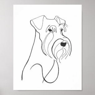 Handmålad Schnauzer Minimalistisk Hundkonst Poster
