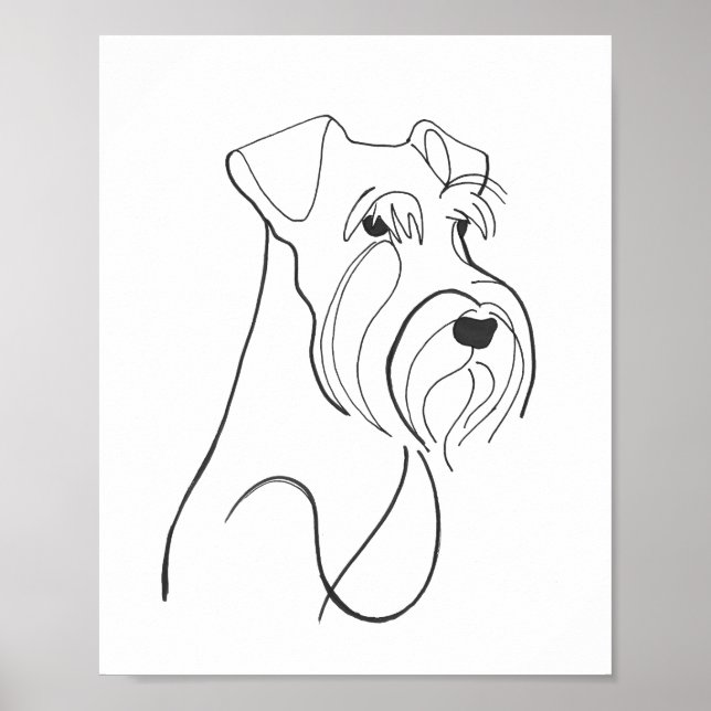 Handmålad Schnauzer Minimalistisk Hundkonst Poster (Framsidan)