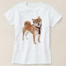 Handmålad Shiba Inu Japansk Hund Tee