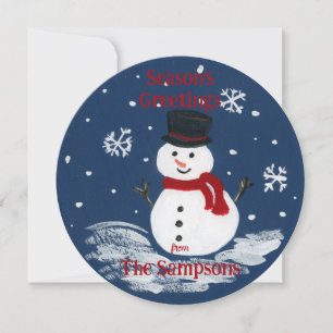 Handmålad Snögubbe PERSONALIZZE Round