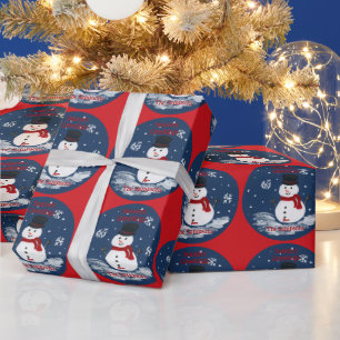 Handmålad Snögubbe Red PERSONALIZE Presentpapper