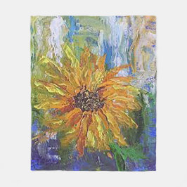 Handmålad solrosblanka utskrift Täljaväxling Fleecefilt