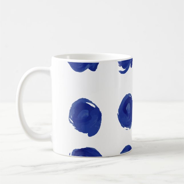 Handmålad sömlös polka dots mönster kaffemugg (Vänster)