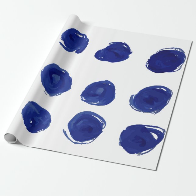 Handmålad sömlös polka dots mönster presentpapper (Utrullad)