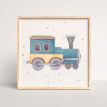 Handmålad tåg pojkrum posters