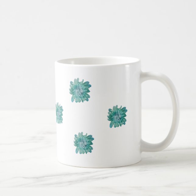 Handmålad turkos blomkonst-mugg kaffemugg (Höger)