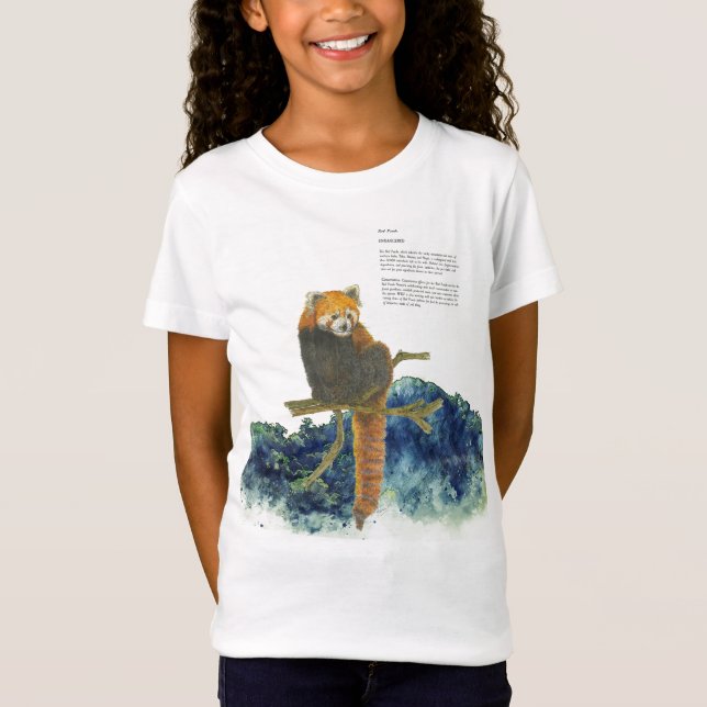 Handmålad utrotningshotad Cute Red Panda T Shirt (Framsida)
