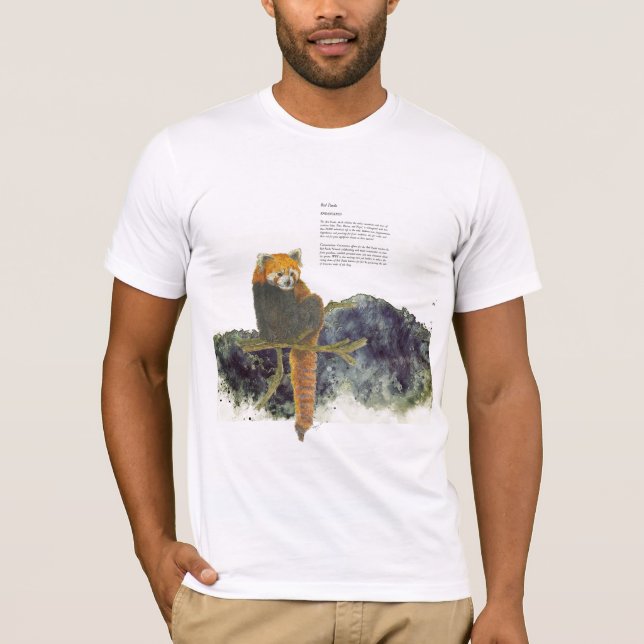 Handmålad utrotningshotad Cute Red Panda T Shirt (Framsida)