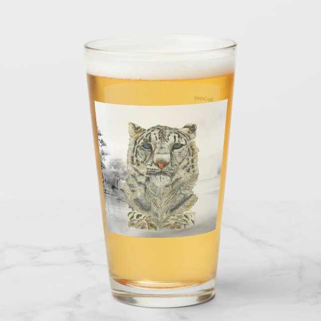 Handmålad utrotningshotad Snö Leopard Glaskopp (Framsida fylld)