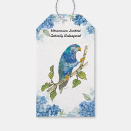 Handmålad vacker ultramarine Lorikeet Bird Presentetikett