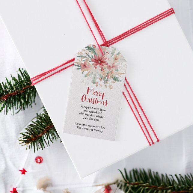 Handmålad vattenfärg Botanisk jul Presentetikett (Hand Painted Watercolor Botanical Christmas Gift Tags)