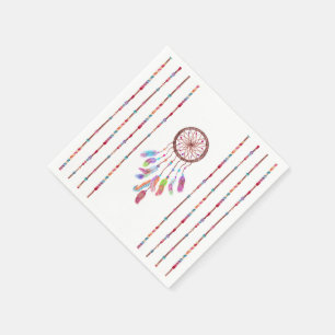 Handmålad vattenfärg Dreamcatcher Pärlor Feather Pappersservett