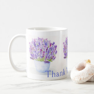 Handmålad vattenfärg Lavender TACK Namn Kaffemugg