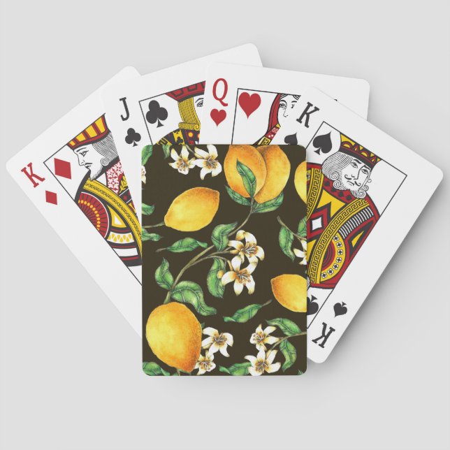 Handmålad vattenfärg Lemon Mönster Casinokort (Baksidan)