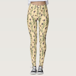 Handmålad vattenfärg och bläck mönster med laven leggings
