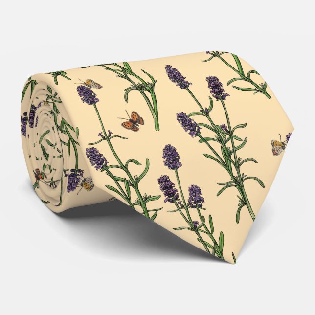 Handmålad vattenfärg och bläck mönster med laven slips (Rullad)