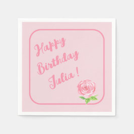 Handmålad vattenfärg Ro GRATTIS PÅ FÖDELSEDAGEN Pappersservett