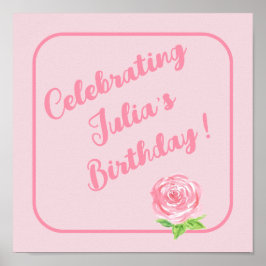 Handmålad vattenfärg Ro GRATTIS PÅ FÖDELSEDAGEN Poster