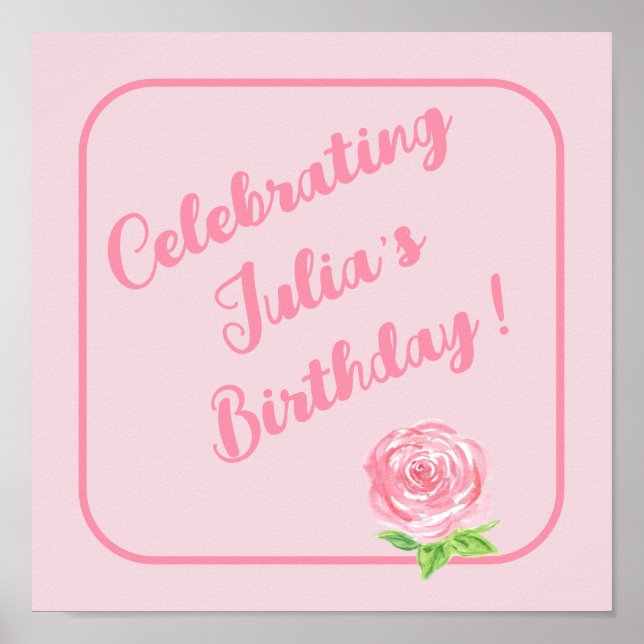 Handmålad vattenfärg Ro GRATTIS PÅ FÖDELSEDAGEN Poster (Framsidan)