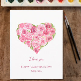 Handmålad vattenfärg Ro Heart Valentines day Helg Vykort