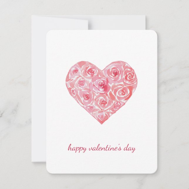 Handmålad vattenfärg Ro Heart Valentines day Julkort (Framsida)