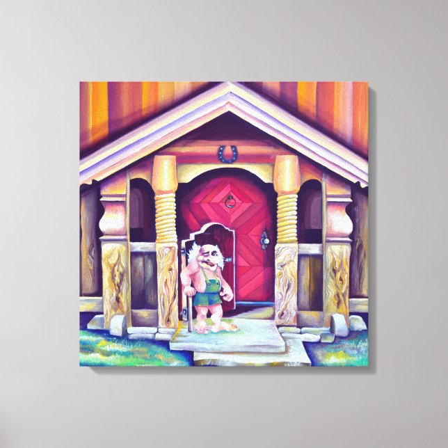 Handmålad vattenfärg Scandinavian Troll Canvastryck (Framsida)